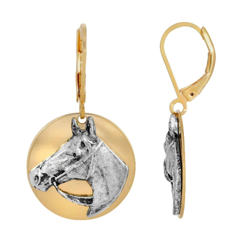 ladies earrings vintage inspired -1928 Jewelry Antiqued Horse Head Drop Earrings