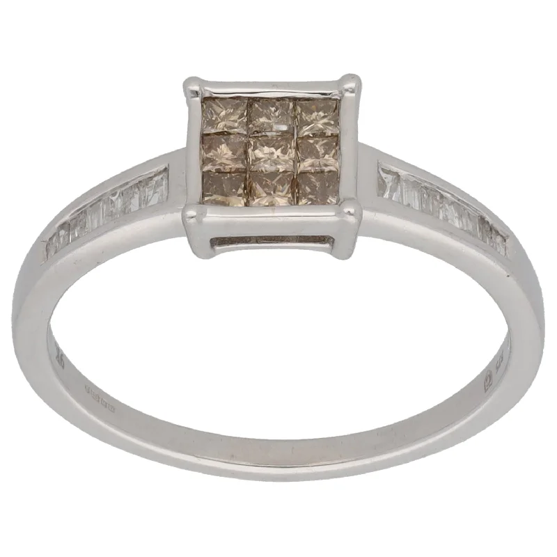 ladies engagement rings yellow citrine warmth -9ct White Gold 0.60ct Diamond Dress/Cocktail Ring Size P 1/2