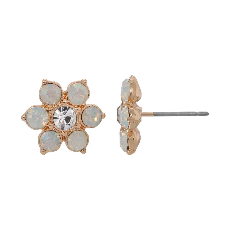 ladies earrings custom made -1928 Jewelry Opal Radiance Stone & Crystal Flower Stud Earrings