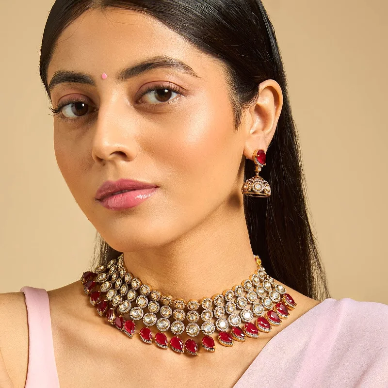 necklaces with crystal beads -Kundan Necklace 170767