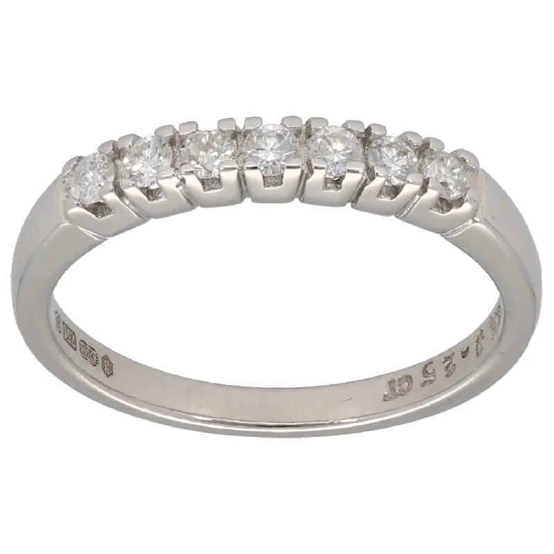 ladies engagement rings personalized engraving -18ct White Gold 0.25ct Diamond Half Eternity Ring Size N