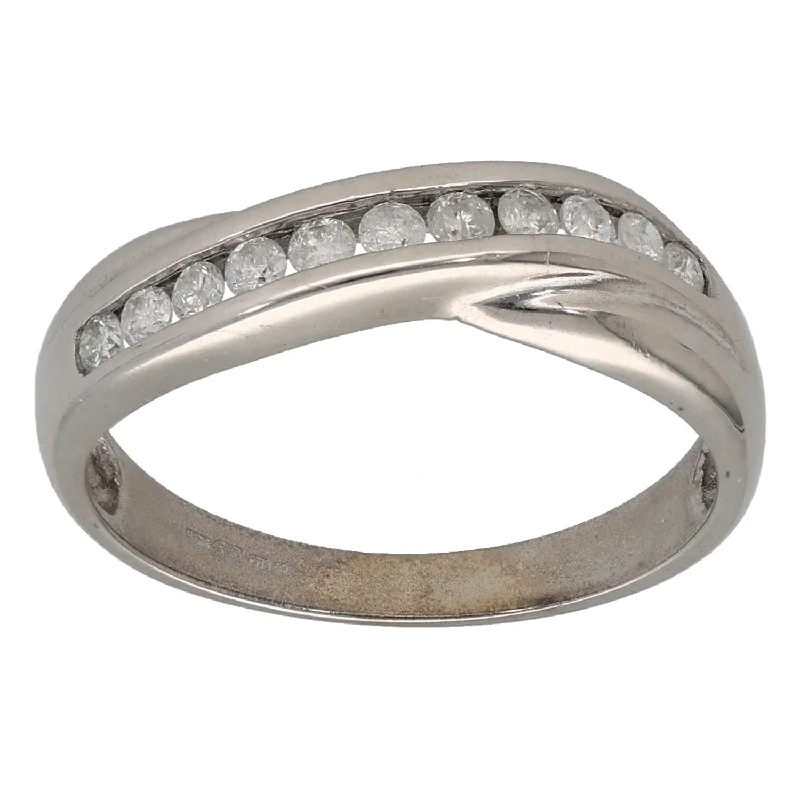 ladies engagement rings gold plated finish -9ct White Gold 0.25ct Diamond Half Eternity Ring Size M