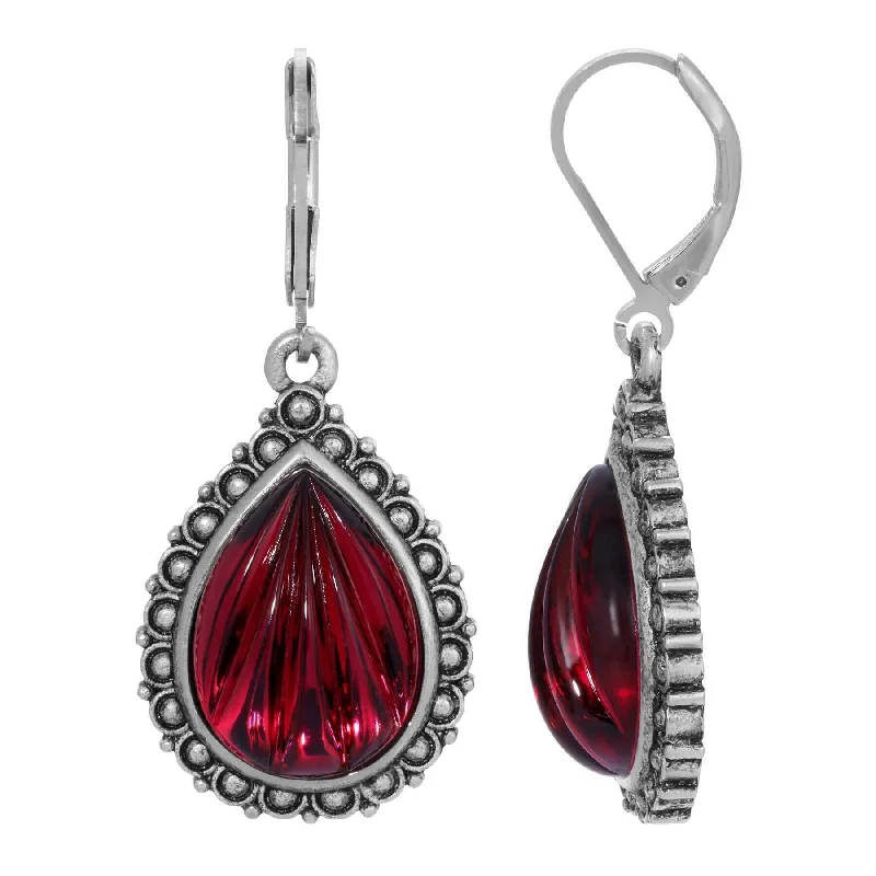 ladies earrings with orange garnet -1928 Jewelry Moda Antiqued Teardrop Stone Drop Earrings