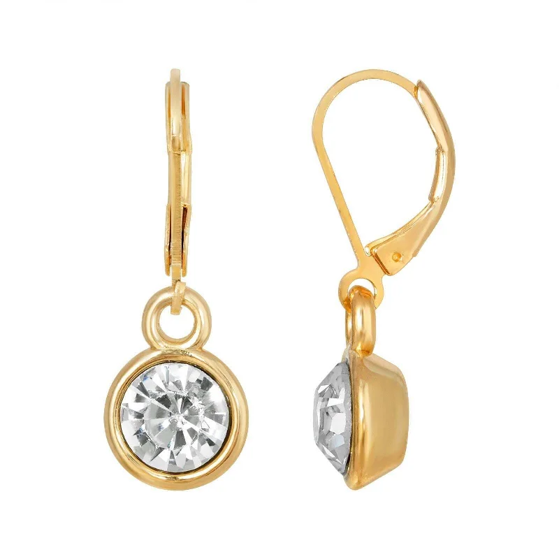 ladies earrings with citrine yellow -1928 Jewelry Round Clear Crystal Drop Earrings