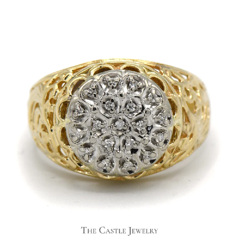 ladies rings for anniversary celebration -Kentucky Diamond Cluster Ring in 10k Yellow Gold