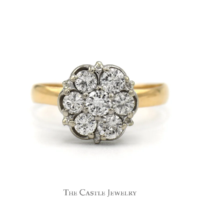 ladies rings for gifting ideas -1/2cttw 7 Round Diamond Cluster Ring in 14k Yellow Gold