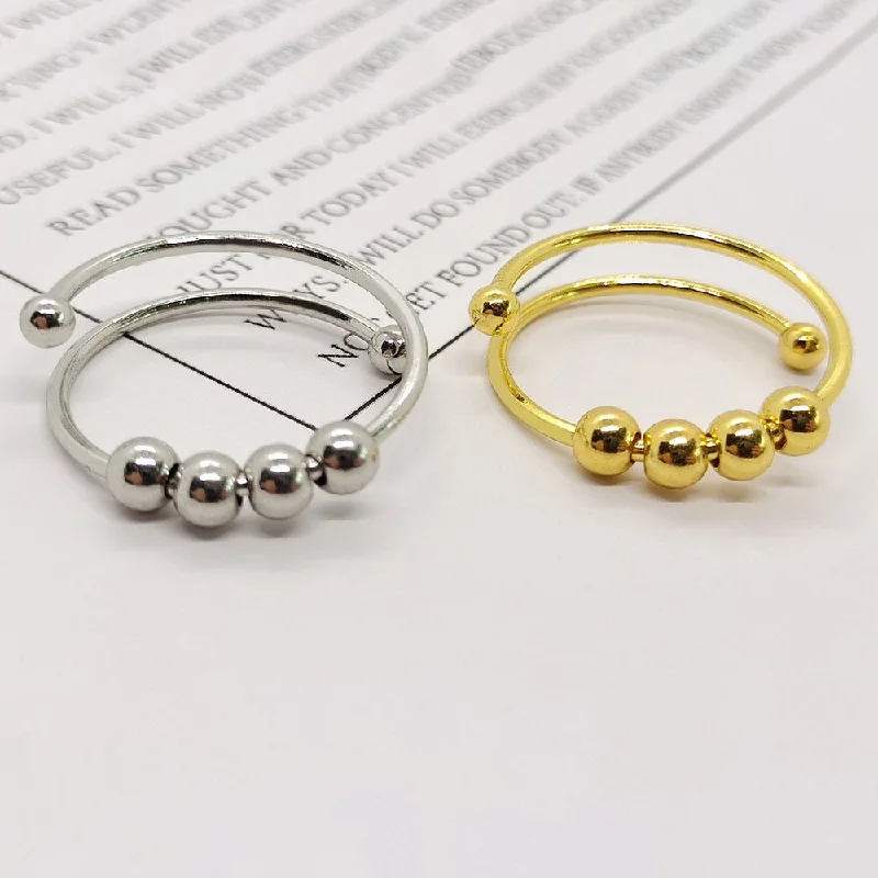 ladies rings with yellow citrine -Fashion Round Stainless Steel Copper Rings 1 Piece