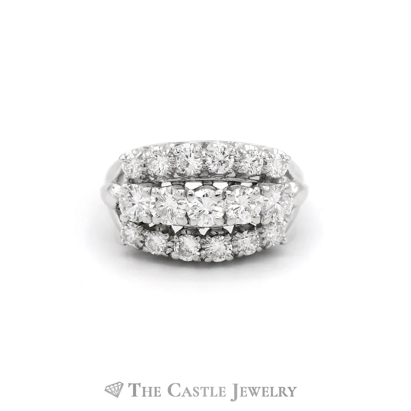 ladies rings stylish affordable -2CTTW Ornate Diamond Cocktail Ring in 14KT White Gold