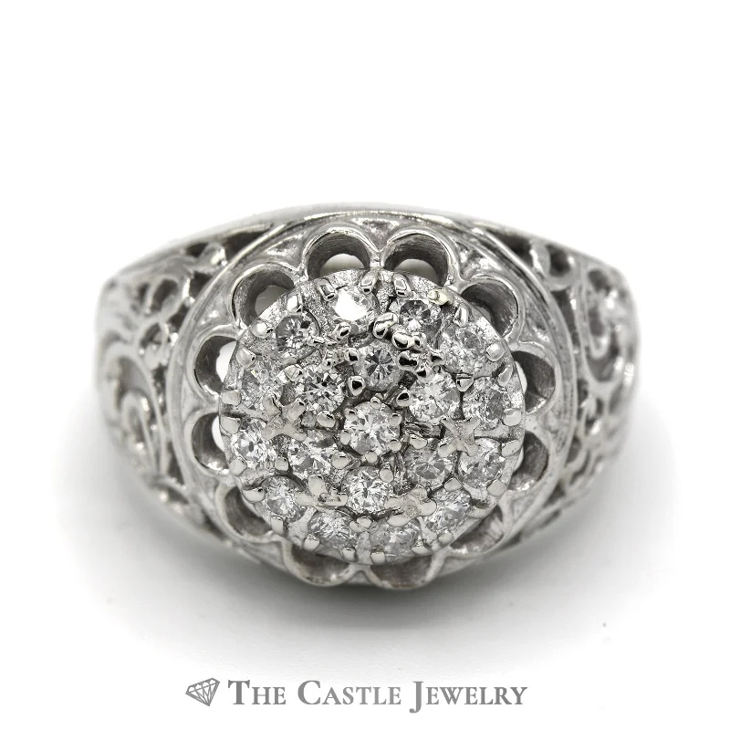 ladies rings anniversary special gift -1cttw Kentucky Diamond Cluster Ring in 14k White Gold