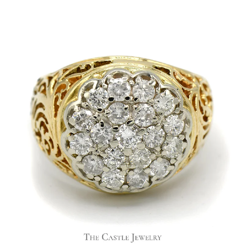 ladies rings luxury brand name -2cttw Diamond Kentucky Cluster Ring in 10k Yellow Gold