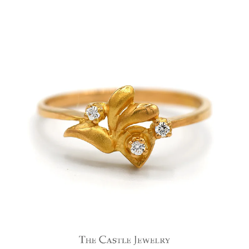 ladies rings stylish affordable -Unique Freeform Ring with Round Cubic Zirconia Accents in 18k Yellow Gold