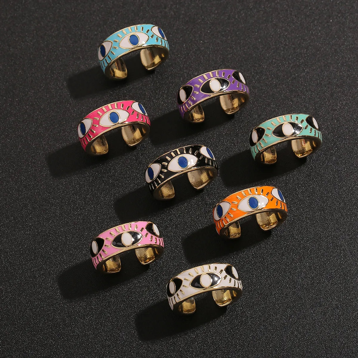 ladies rings delicate heart shape -European And American Fashion Evil Eye Copper Ring Wholesale