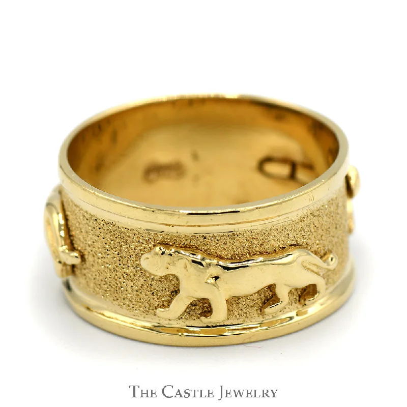 ladies rings for casual days -Laser Cut 14k Yellow Gold Panther Band Ring - Size 8.5