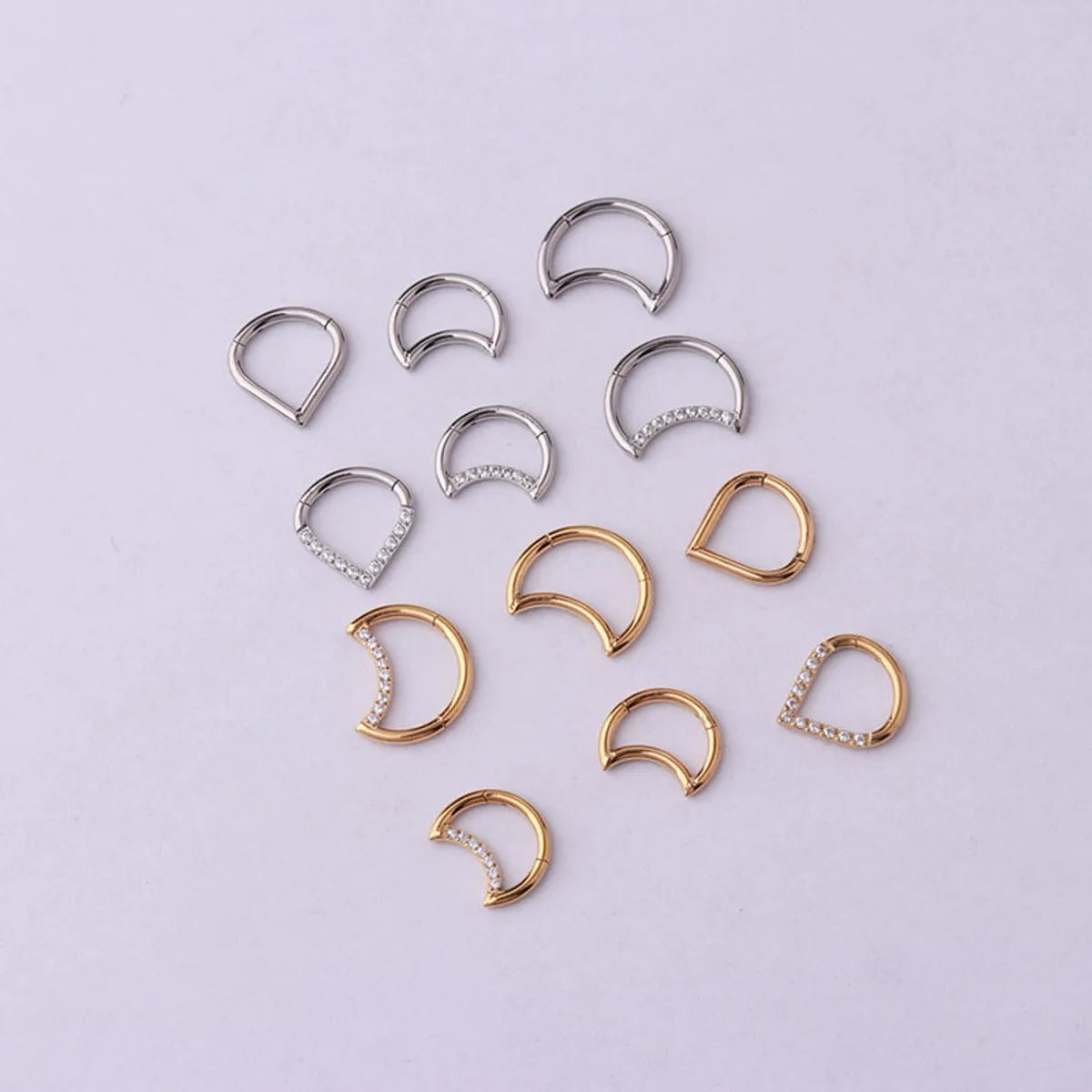 ladies rings white gold finish -Wholesale Jewelry Hollow Moon Drop Shape Stainless Steel Nose Ring Gooddiy