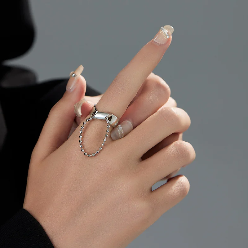 ladies rings geometric unique shape -Streetwear Solid Color Copper Irregular Plating Chain White Gold Plated Open Rings