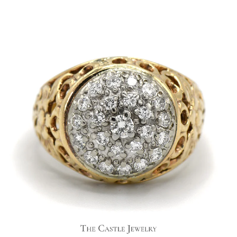 ladies rings simple chic elegance -1cttw Kentucky Diamond Cluster Ring in 10k Yellow Gold