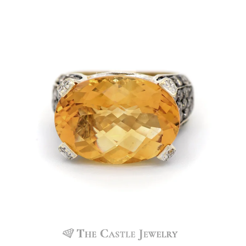 ladies rings custom personalized -LeVian 10CT Citrine and 2CTTW White and Chocolate Diamond Ring in 14KT Yellow Gold