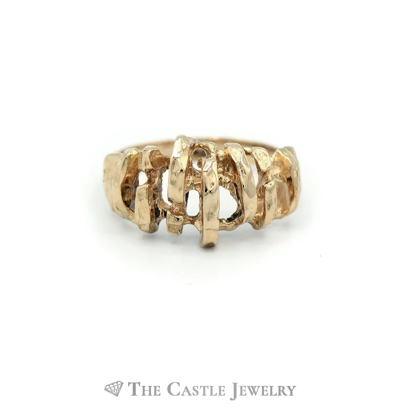 ladies rings with gold plating -Cage Style Ring in 14KT Yellow Gold