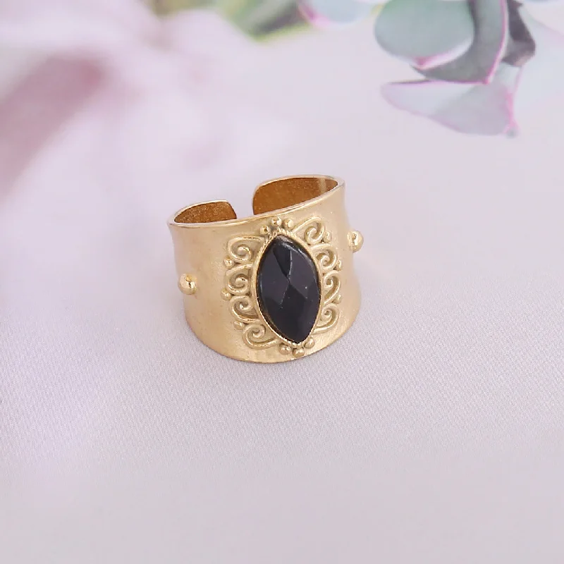 ladies rings for birthday gift -New Stainless Steel Inlaid Natural Stone Crystal Multi-layer Ring For Women