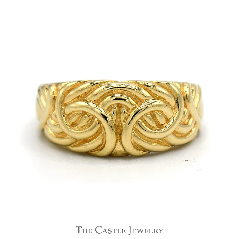 ladies rings with sapphire blue -Woven Swirled Dome Ring in 14k Yellow Gold