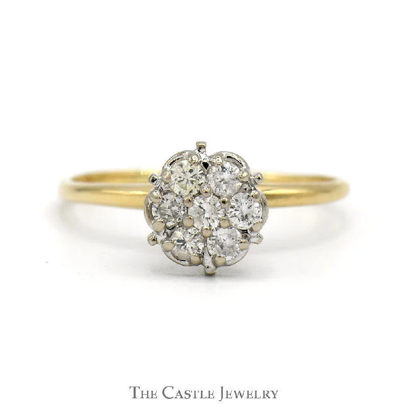 ladies rings anniversary special gift -1/2cttw 7 Diamond Cluster Ring in 14k Yellow Gold